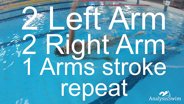 Backstroke drill 2 left arm, 2 right arm and 1 arms stroke repeat