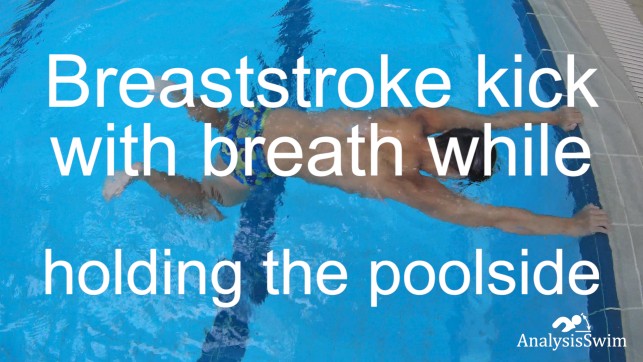 фото для Breaststroke kick with breath while holding the poolside