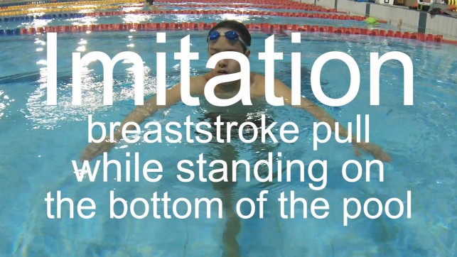 фото для Imitation breaststroke pull while standing on the bottom of the pool