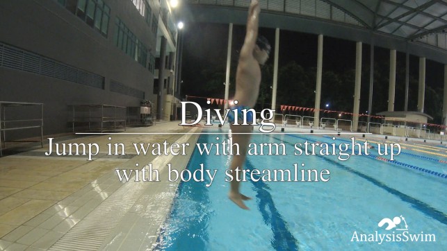 фото для Diving / Jump in water with arm straight up with body streamline